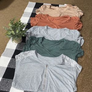 Shein v neck pleated sleeve large minimalist casual shirts all 5 included